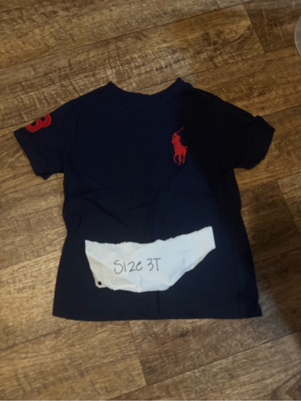 Ralph Lauren Navy Short Sleeve Tee with Red Polo Logo